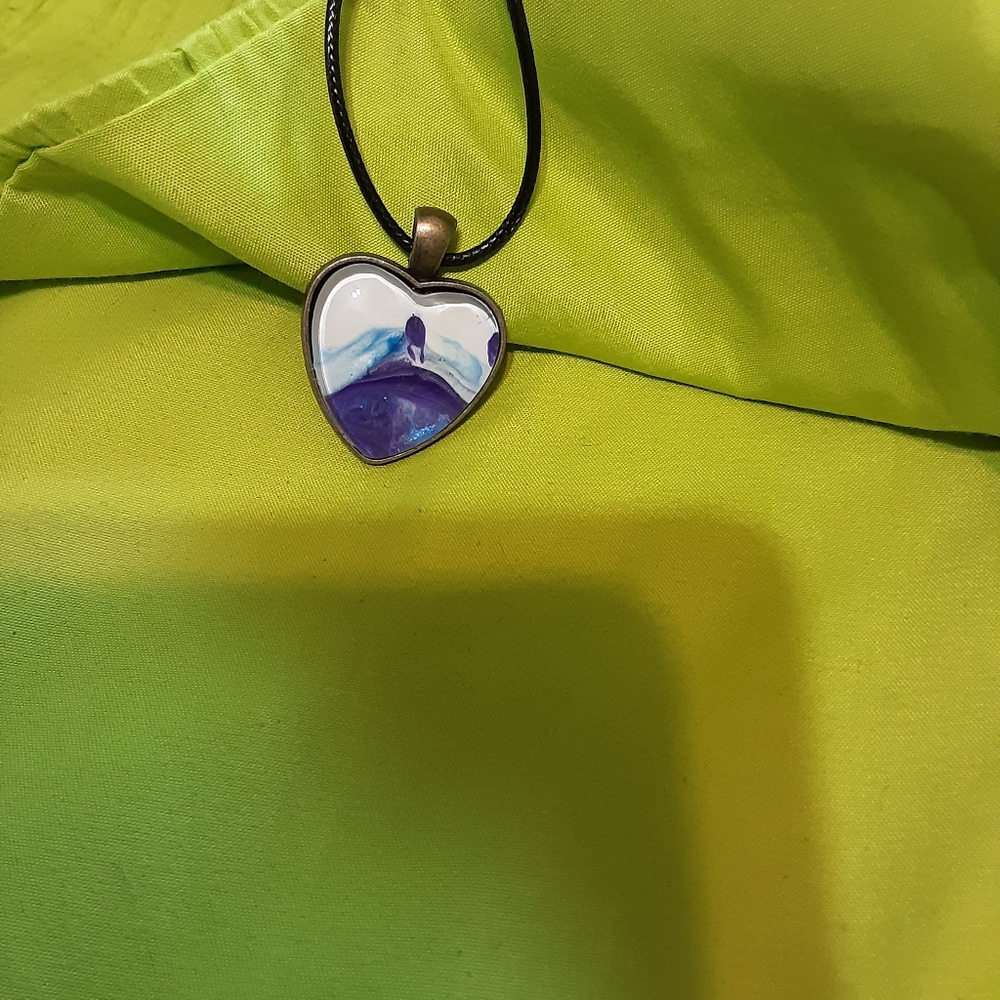 Heart Pendant Necklace with Abstract Design